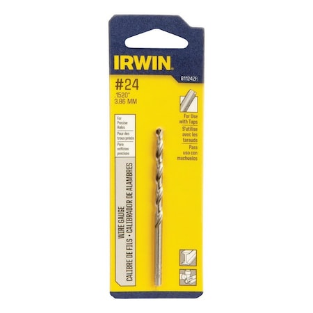 Irwin Irwin No 24 X 3-1/8 in. L High Speed Steel Wire Gauge Bit Straight Shank 1 pc 81124ZR